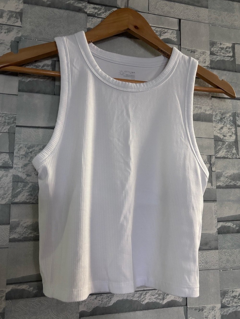aerie White Ribbed Tank